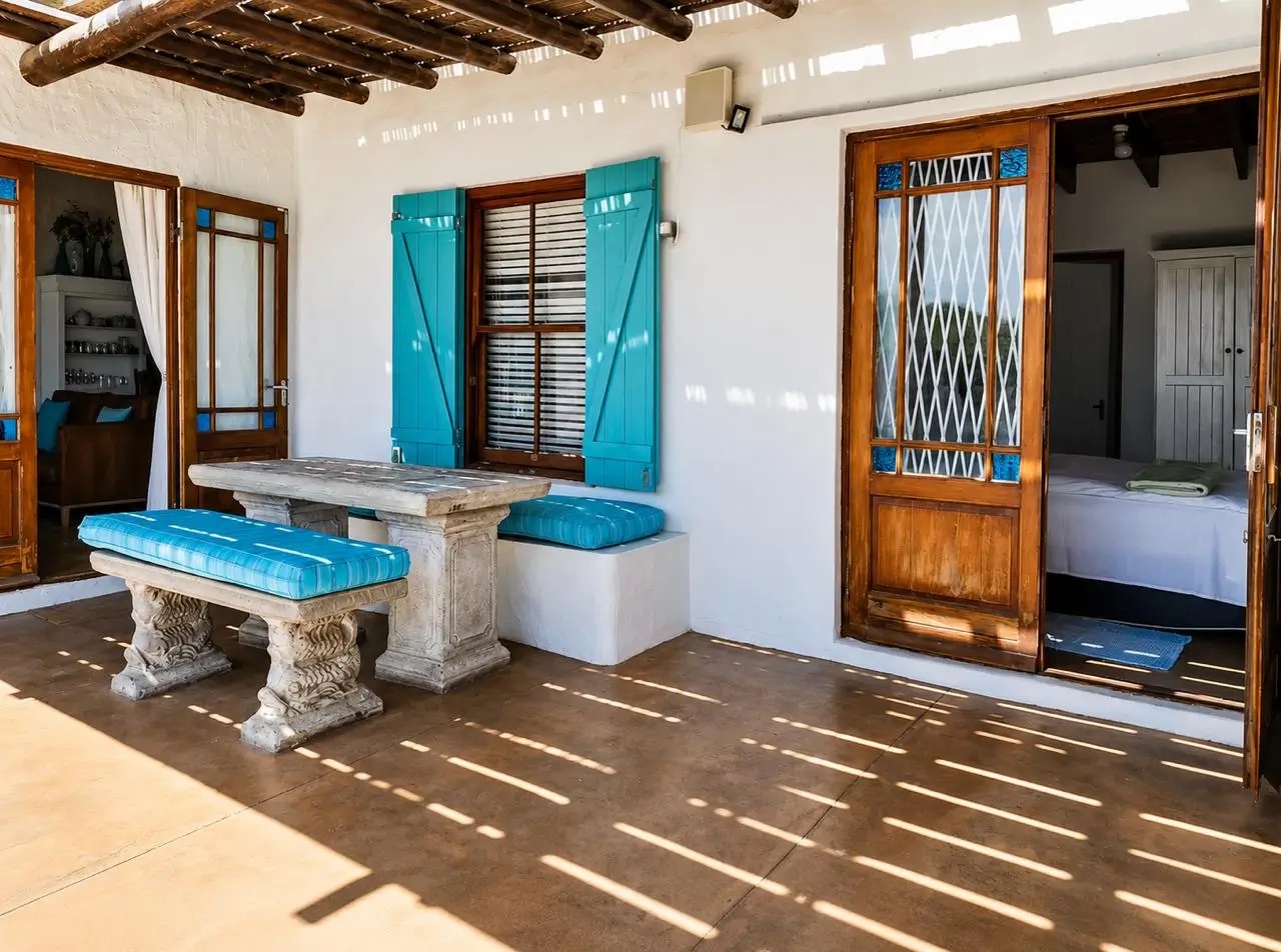 Sheltered patio at Shalom Beach House